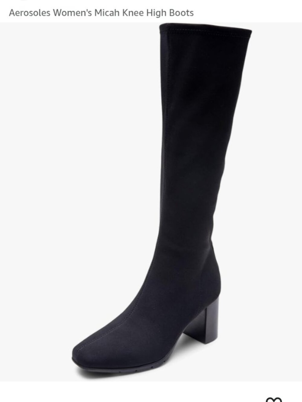 Aerosoles Micah Black Knee-High Boots Block Heel Comfort Zip NWT Size 11 WW